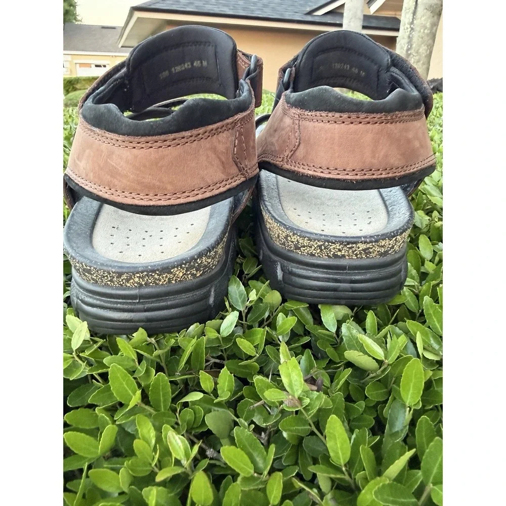 ECCO Cork Sport Strap Sandals Brown Nubuck Leather Mens EU 45 / US 11.5-12‎